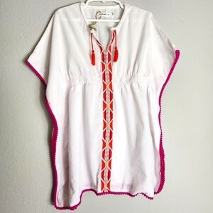 Ouch Australia Girls Embroidered Cotton Lawn Bobble Trim Kaftan-Size 4